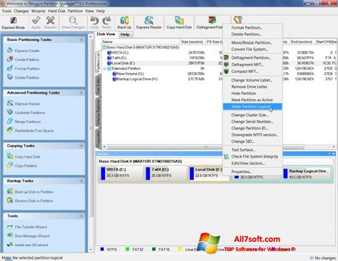 Screenshot Paragon Partition Manager para Windows 7