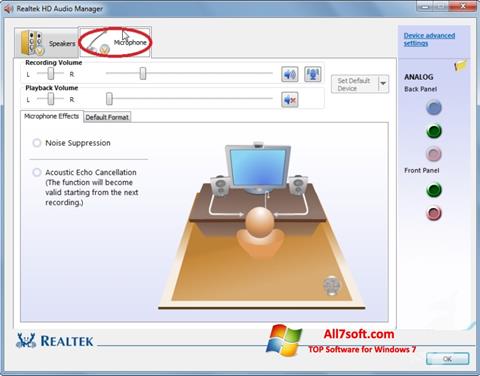 Screenshot Realtek Audio Driver para Windows 7