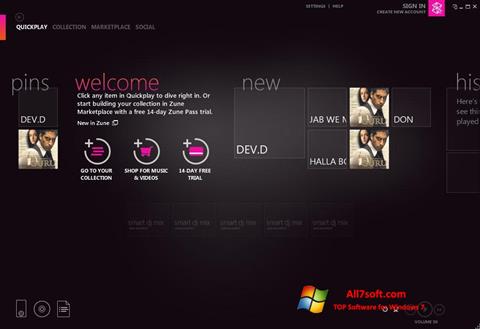 Screenshot Zune para Windows 7