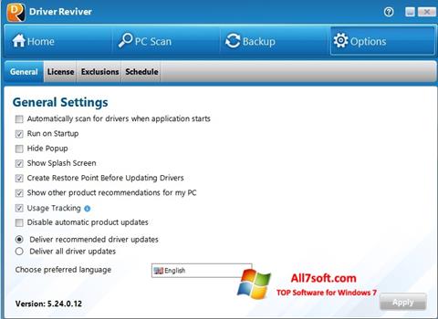 Screenshot Driver Reviver para Windows 7