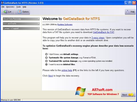 Screenshot GetDataBack para Windows 7