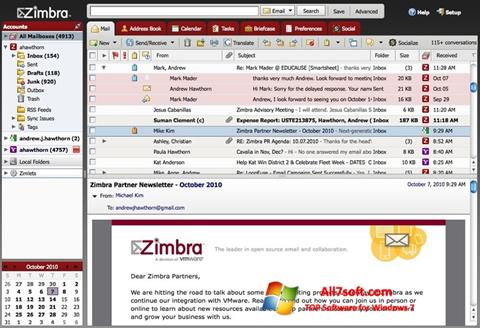 Screenshot Zimbra Desktop para Windows 7