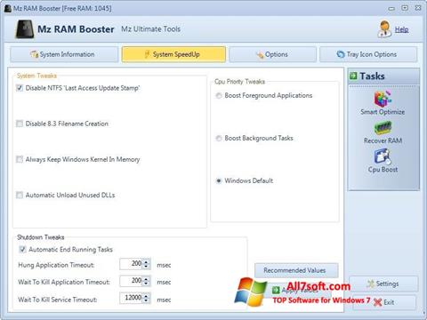 Screenshot Mz RAM Booster para Windows 7