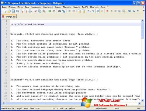 Screenshot Notepad++ para Windows 7