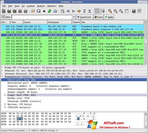 Screenshot Wireshark para Windows 7