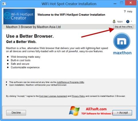 Screenshot Wi-Fi HotSpot Creator para Windows 7