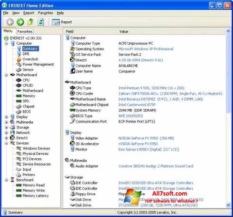 Screenshot EVEREST para Windows 7