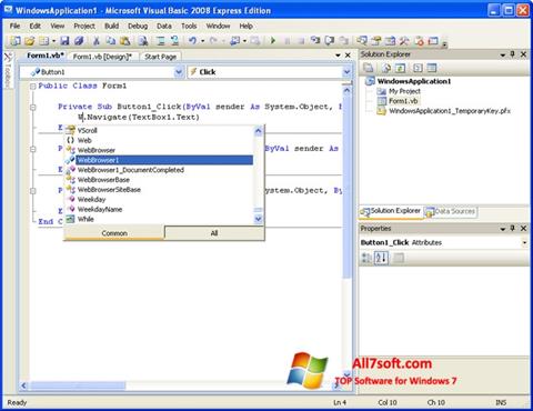 Screenshot Microsoft Visual Basic para Windows 7