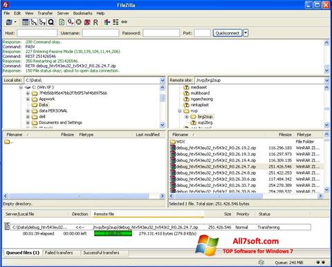 Screenshot FileZilla para Windows 7