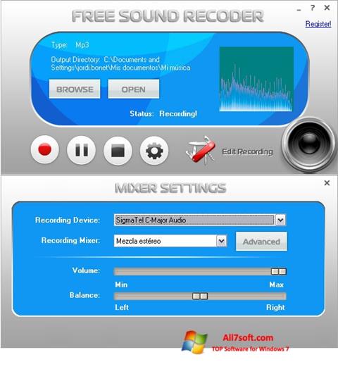 Screenshot Free Sound Recorder para Windows 7