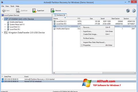 Screenshot Active Partition Recovery para Windows 7