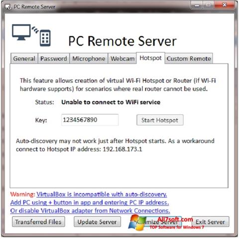 Screenshot PC Remote Server para Windows 7