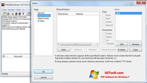 Screenshot FileZilla Server para Windows 7