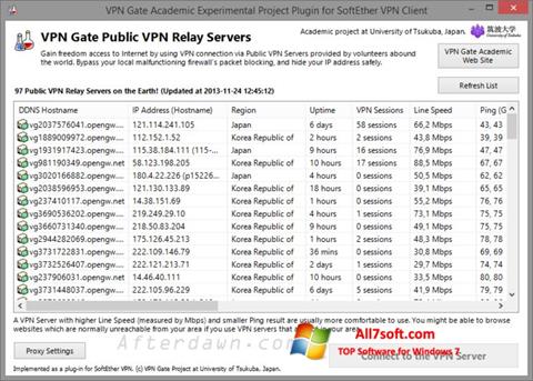 Screenshot VPN Gate para Windows 7