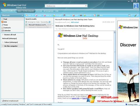 Screenshot Windows Live Mail para Windows 7