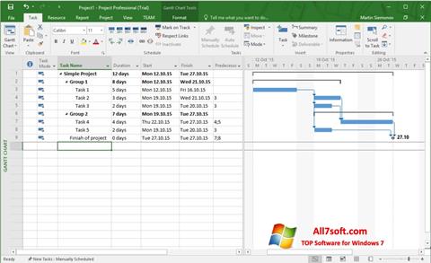 Screenshot Microsoft Project para Windows 7