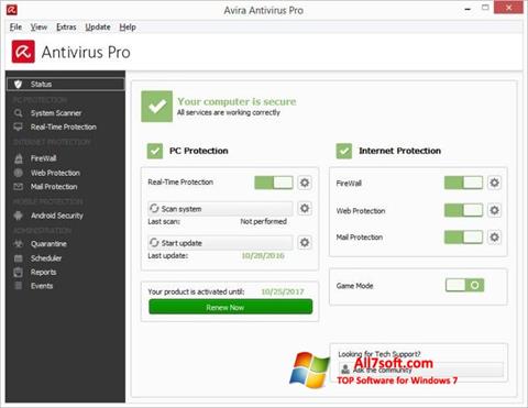 Screenshot Avira Antivirus para Windows 7