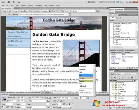 Screenshot Adobe Dreamweaver para Windows 7