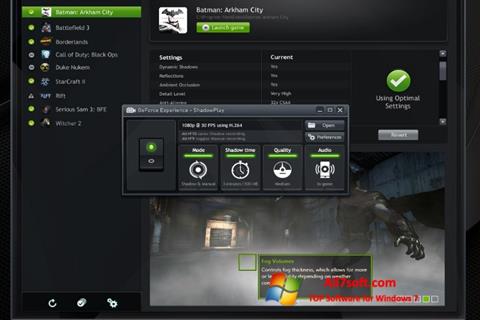 Screenshot NVIDIA GeForce Experience para Windows 7