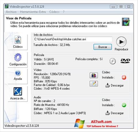 Screenshot VideoInspector para Windows 7