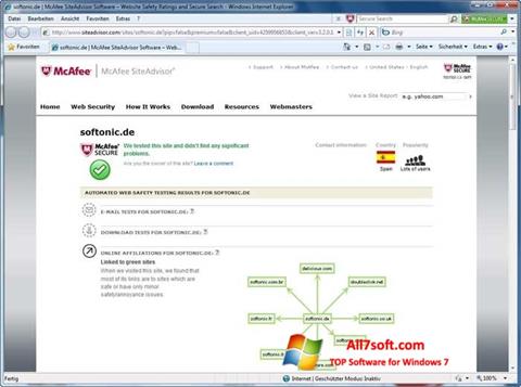 Screenshot McAfee SiteAdvisor para Windows 7