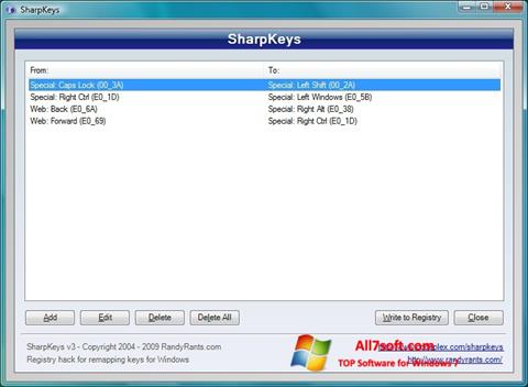 Screenshot SharpKeys para Windows 7