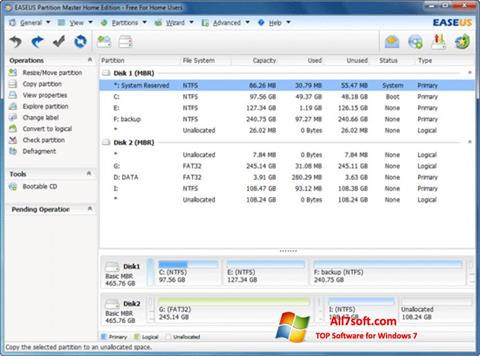 Screenshot EASEUS Partition Master para Windows 7