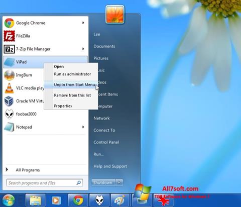 Screenshot ViStart para Windows 7