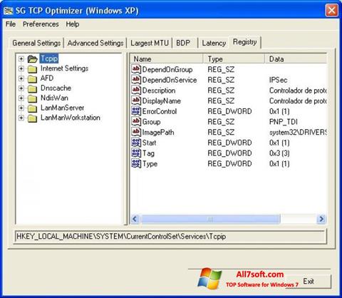 Screenshot TCP Optimizer para Windows 7
