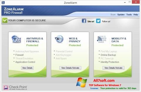Screenshot ZoneAlarm Pro para Windows 7