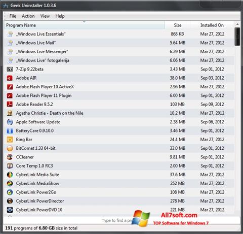 Screenshot Geek Uninstaller para Windows 7