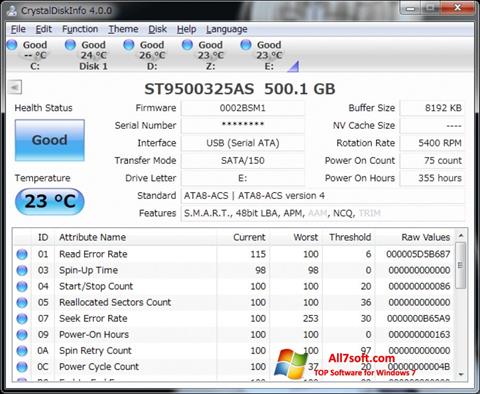 Screenshot CrystalDiskInfo para Windows 7