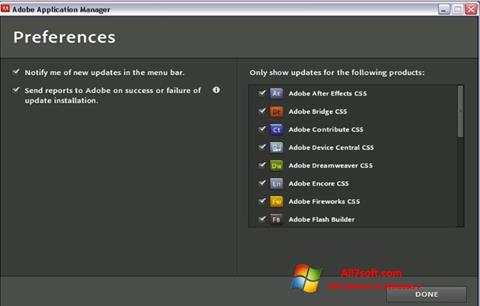 Screenshot Adobe Application Manager para Windows 7