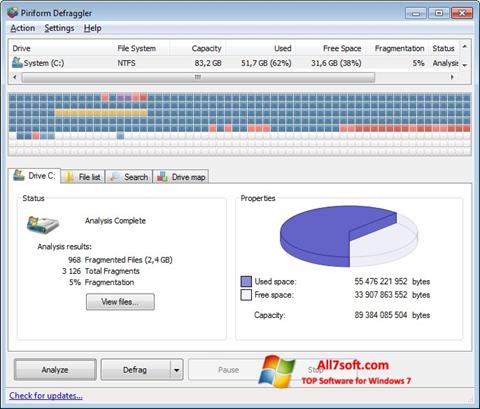 Screenshot Defraggler para Windows 7