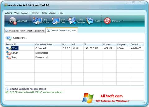 Screenshot Anyplace Control para Windows 7