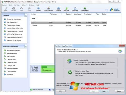 Screenshot AOMEI Partition Assistant para Windows 7