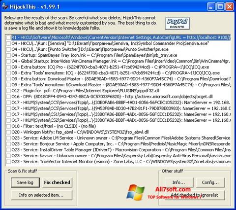 Screenshot HijackThis para Windows 7