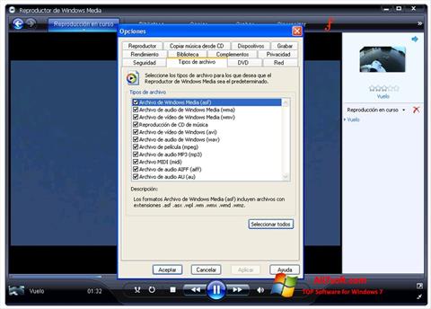 Screenshot Windows Media Player para Windows 7