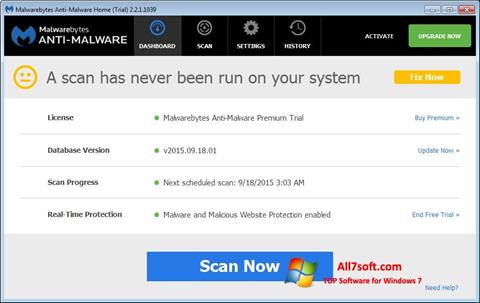 Screenshot Malwarebytes Anti-Malware Free para Windows 7