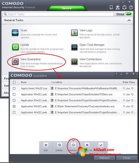 Screenshot Comodo Internet Security para Windows 7