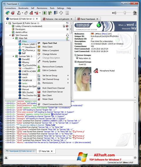 Screenshot TeamSpeak para Windows 7