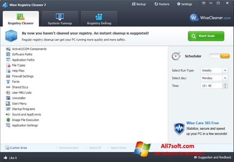 Screenshot Wise Registry Cleaner para Windows 7