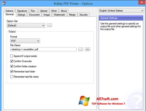 Screenshot BullZip PDF Printer para Windows 7