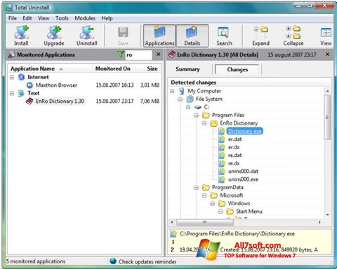 Screenshot Total Uninstall para Windows 7