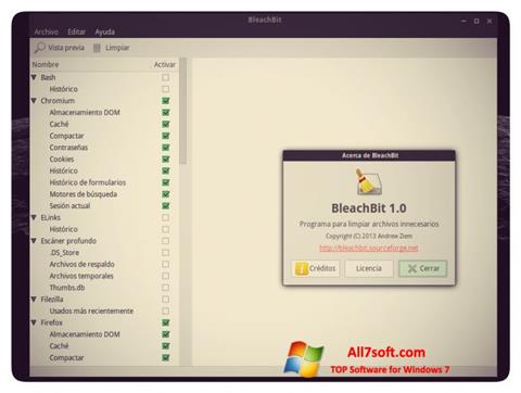 Screenshot BleachBit para Windows 7