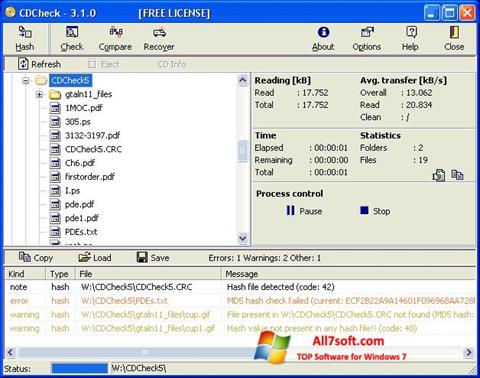 Screenshot CDCheck para Windows 7