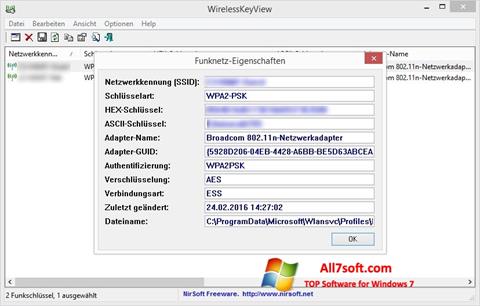 Screenshot WirelessKeyView para Windows 7