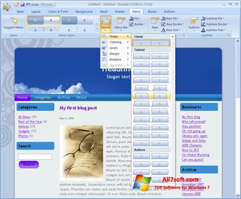 Screenshot Artisteer para Windows 7