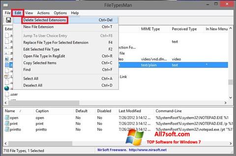 Screenshot Unassociate File Types para Windows 7