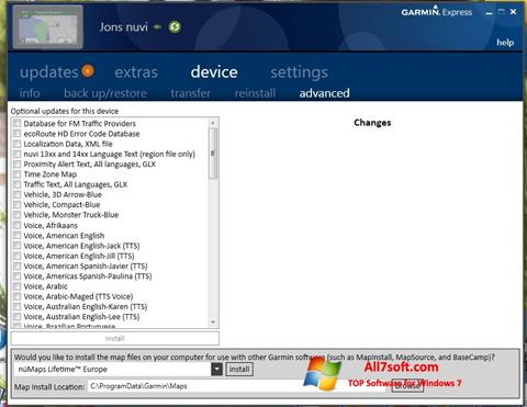 Screenshot Garmin Express para Windows 7
